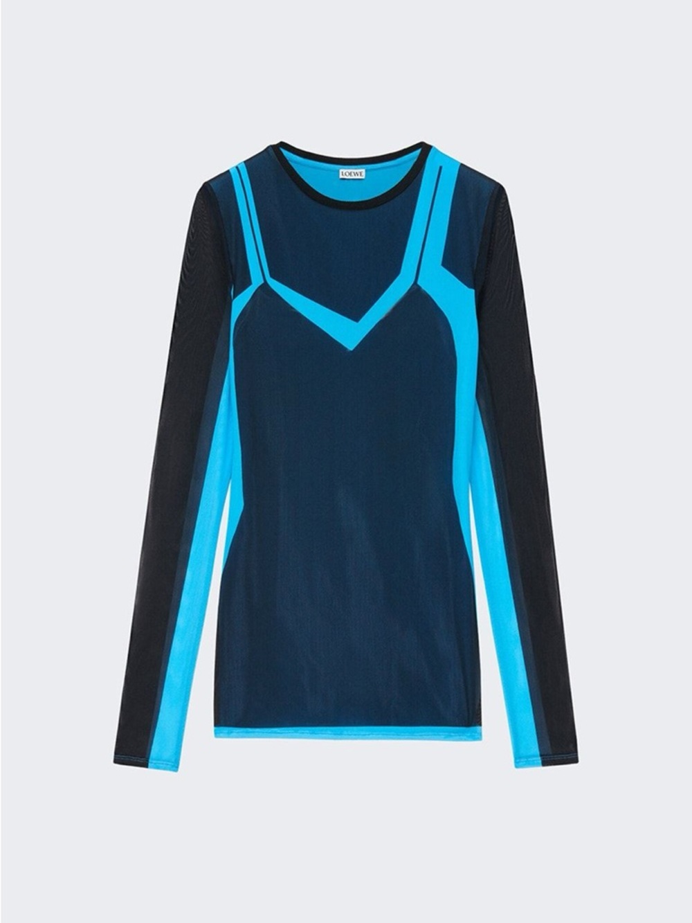 Loewe Navy and Bright Blue Long Sleeve Mesh Top